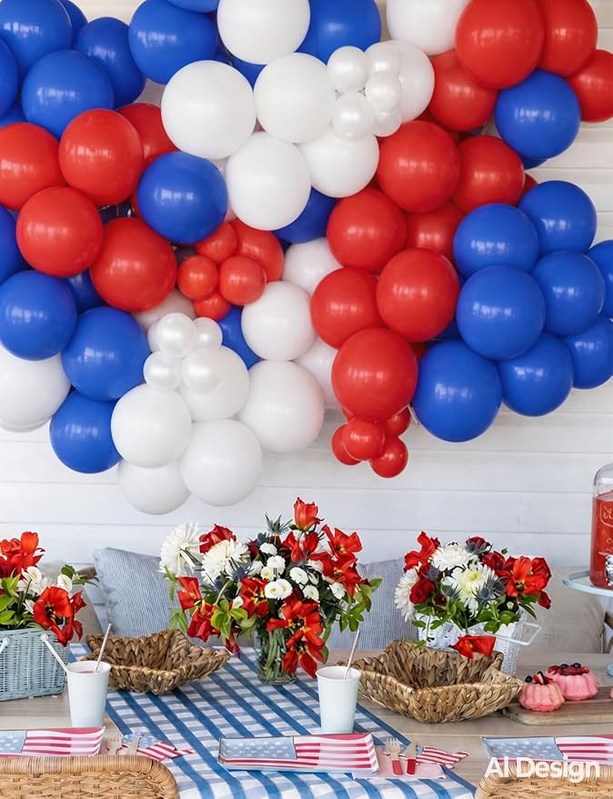 Red White and Blue Balloons for Birthday Baby Shower Party Decor, 4th of July - Image 2