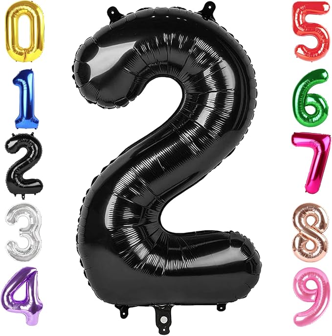 40 Inch Black Number 2 Balloon Birthday Party Decorations by Hadoife