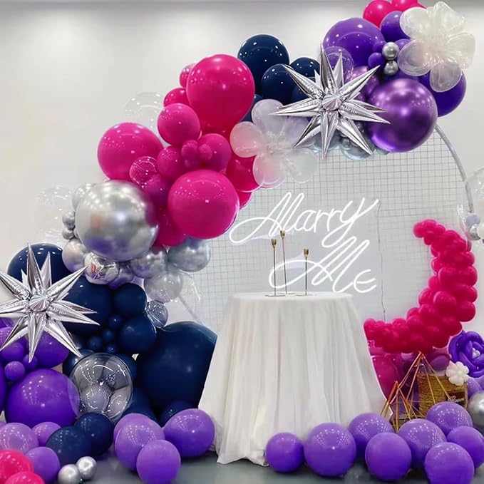 MEBAY Hot Pink Purple and Nave Blue Baloon Garland Arch Kit - Image 6