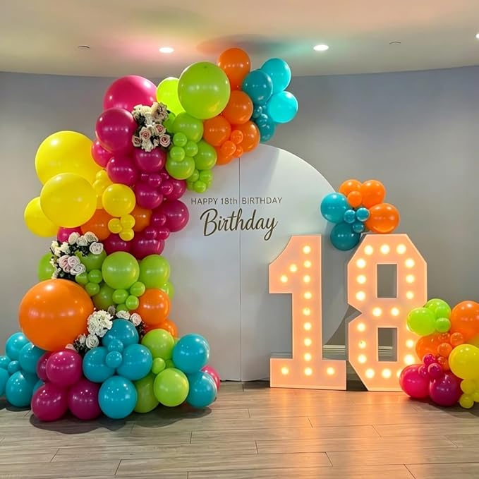 YMSZ Tropical Balloons Arch Kit, Hawaiian Rainbow Balloons | 136pcs Hot Pink - Image 4
