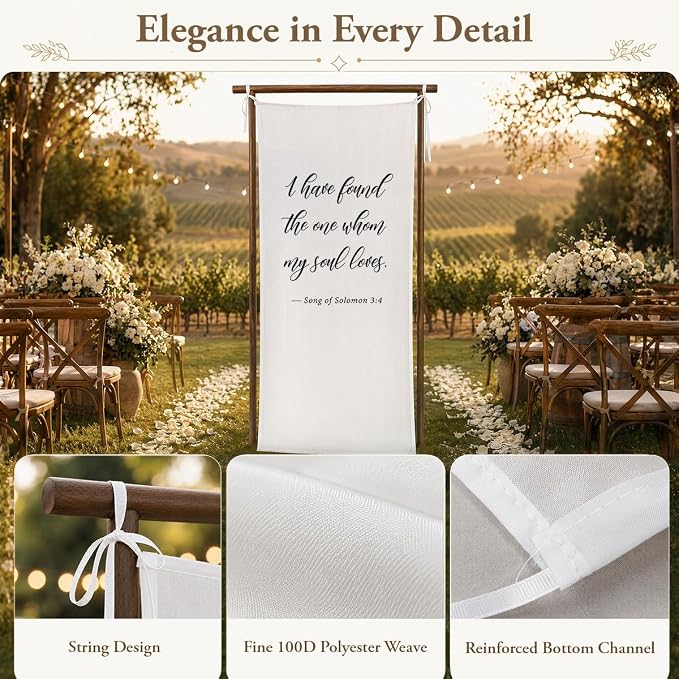 Song of Solomon Wedding Banner 73 x 30 Inch, Polyester Bible Verse Hanging Sign - Image 2