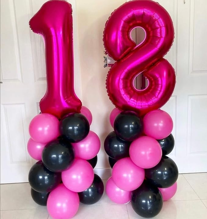 40 Inch Hot Pink 18 Number Balloons Giant 18 Balloons Hot Pink Birthday 18 - Image 6