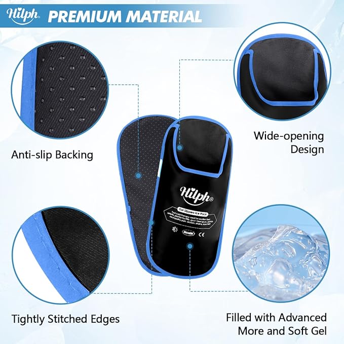 Hilph Foot Ice Pack Slippers for Plantar Fasciitis, 2 Packs - Reusable Hot & Cold Packs, Gel Ice Slippers for Foot, Broken Toes, Gout, Surgery, Neuropathy, Diabetic, Swollen, Black