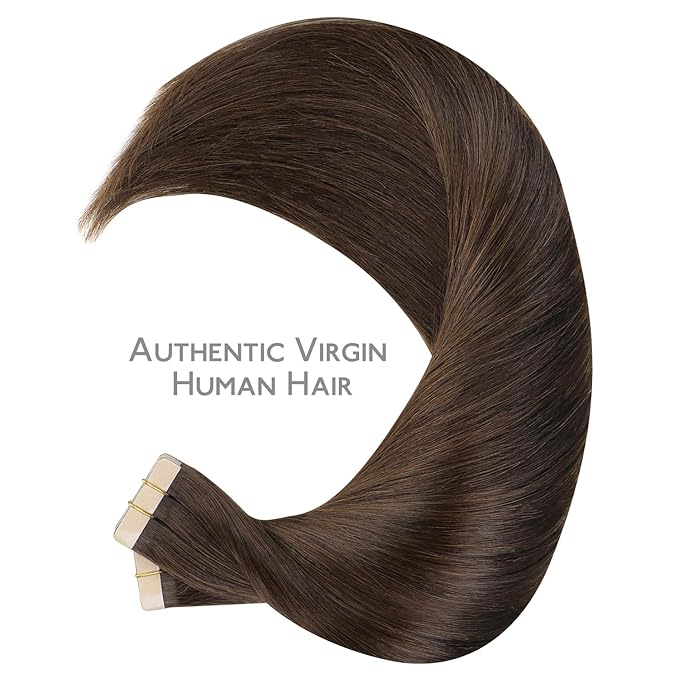 WENNALIFE Tape in Hair Extensions Human Hair, 40pcs 100g 22 inch Chocolate Brown Hair Extensions Real Human Hair Straight Tape in Extensions Invisible Human Hair Extensions Reusable Hair Extensions
