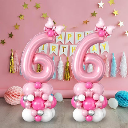 40 Inch Pink Number 6 Balloon for 6th Birthday Decorations Pastel Baby Pink - Image 4