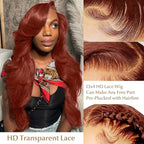 AMIRTY 200% Density Ginger Wig Human Hair 13X4 HD Transparent Lace Front Wigs Human Hair Pre Plucked with Baby Hair Chestnut Brown #33 Human Hair Wigs For Women 18 Inch