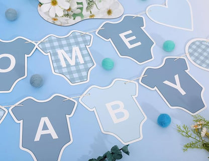 Blue Gingham Baby Shower Banner - Image 6