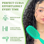 Curl Defining Brush, Vented Curly Hair Brush for Effortlessly Detangling Shaping and Styling, Candy Brush for Wet or Dry Hair Types for Women and Girl, Defining with Side Gear, Reduces Frizz (Green)
