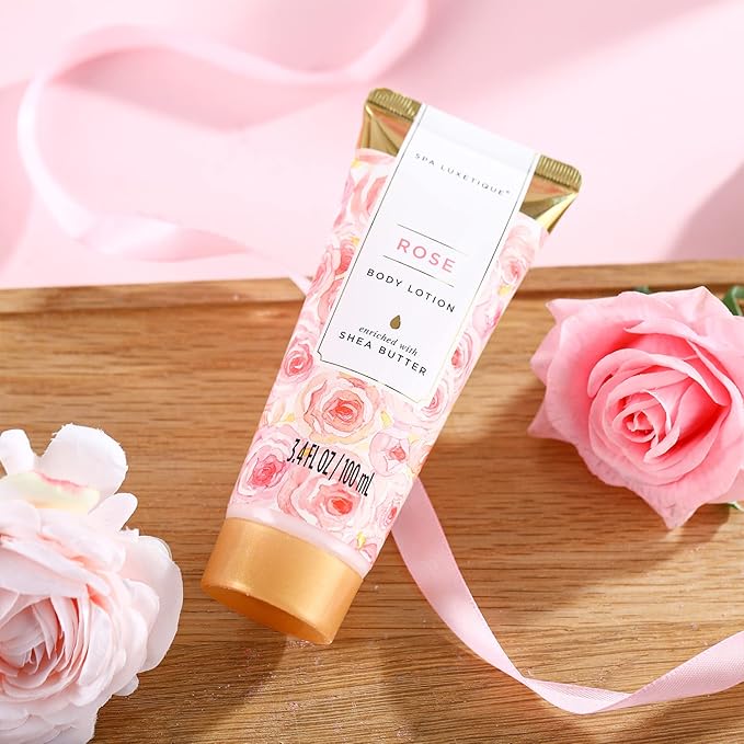 spa luxetique Gift Set For Women, Bath Sets for Women Gift, 8 Pcs Rose Spa Basket Includes Bubble Bath, Shower Gel, Body Lotion, Birthday Spa Gifts, Mother‘s Day Gifts for Mom, Christmas Gifts for Her