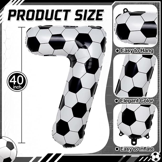 Soccer Number 7 Balloon for Boys, Gaint Soccer 7 Balloon Number, 7th Birthday - Image 2