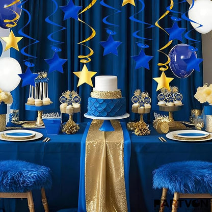 Blue Gold Hanging Swirl Decorations - Image 5