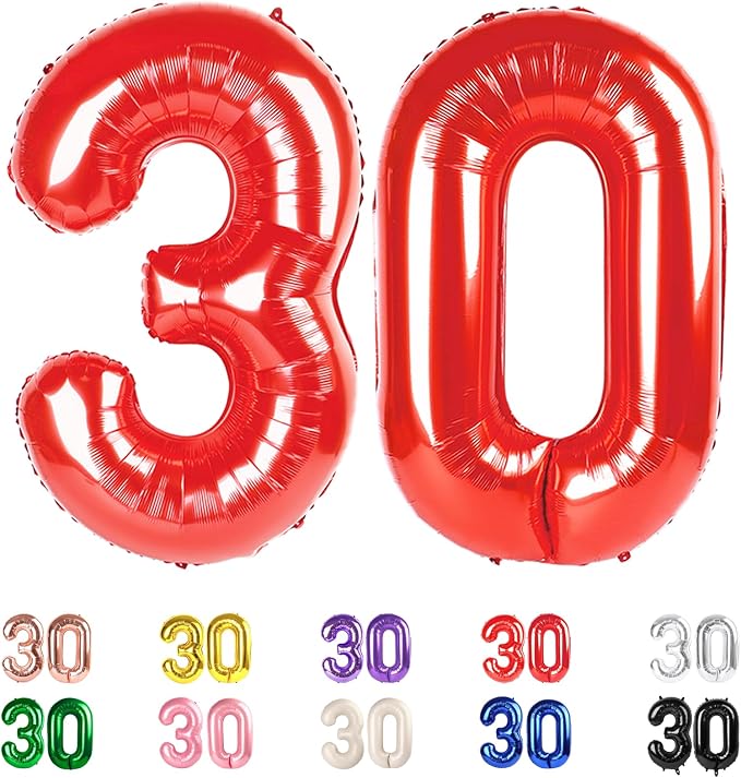 30 Balloon Numbers 40 Inch for 30th Year Old Birthday Decorations, Inflation by Mluchee