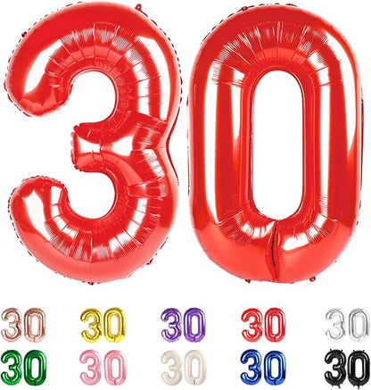 30 Balloon Numbers 40 Inch for 30th Year Old Birthday Decorations, Inflation by Mluchee
