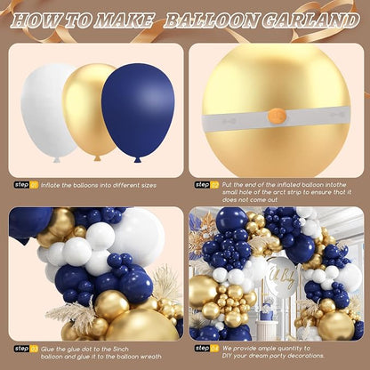 412Pcs Navy Blue and Gold Balloons Arch Garland Kit, 5 10 12 18 inch gold and - Image 2