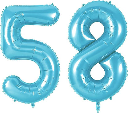 Number 58 Balloons for 58th Birthday Party Decorations, 0-100 Large No.58 by Joycard