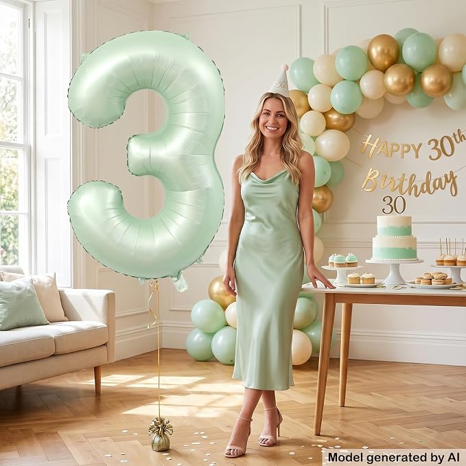 40 Inch Olive Green Number 2 Foil Balloon - Image 3