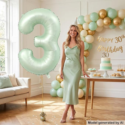 40 Inch Olive Green Number 2 Foil Balloon - Image 3