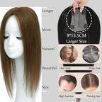 Hair Toppers for Women Real Human Hair, 360° 3D Human for Women with Thinning Hair Upgrade Middle Part Clip in Bangs Pieces Daily (Light Brown, 18 Inch-3D-Side)