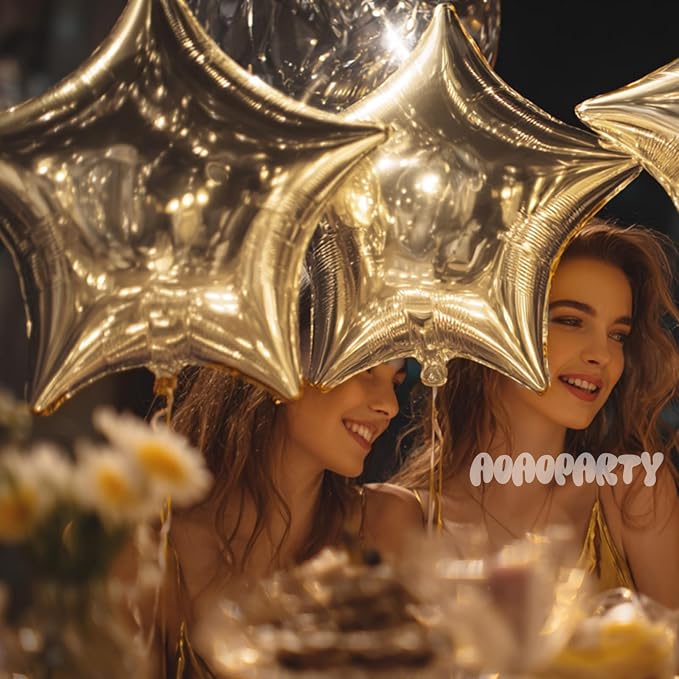 25Pcs Champagne Gold Star Shaped Balloons 18Inch Foil Mylar | Balloon Helium - Image 4