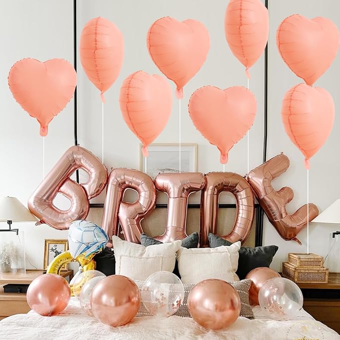 TONIFUL 15 Pcs Pastel Orange Heart Balloons 18Inch Heart Shape Foil Balloon | - Image 4