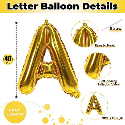 40Inch Gold YAY Balloons, Giant YAY Letter Foil Mylar Balloon Banner - Image 2