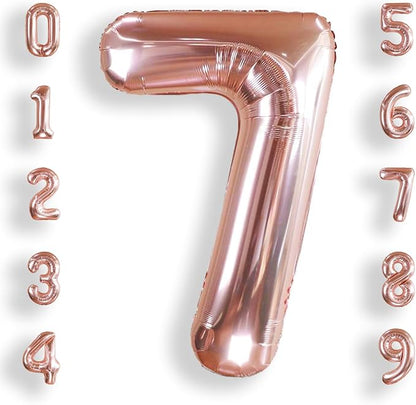 AULE 40 Inch Rose Gold 7 Balloon Number Foil 0-9 Birthday Big Numbers | by AULE