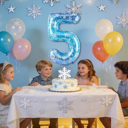 40 Inch Snowflake Number 5 Balloons, Themed Birthday Decorations - Image 4