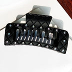 Bling bling Rhinestones Square Hair Clips Double Row Teeth,2 Rows Teeth Rectangle Hair Claw Clips with Shiny Rhinestones,Women Girls Sparkly Thick Hair Accessories Set(black coffee chocolate)