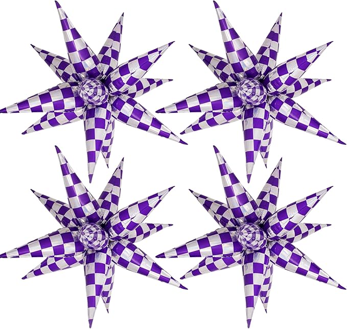 Purple Gingham Balloons Check Balloons Gingham Birthday Party Decorations by Enimapod