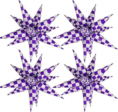 Purple Gingham Balloons Check Balloons Gingham Birthday Party Decorations by Enimapod