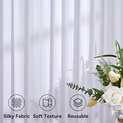 20ft x 14ft Wrinkle Free White Backdrop Curtains - Image 5