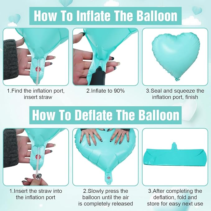 Pastel Colorful Heart Balloons, 18Inch Pink Blue Yellow Green Purple Helium - Image 8
