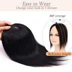 Human Hair Toppers for Women with Thinning Hair Real Human Topper Crown No Bangs 10 Inch #1 Black