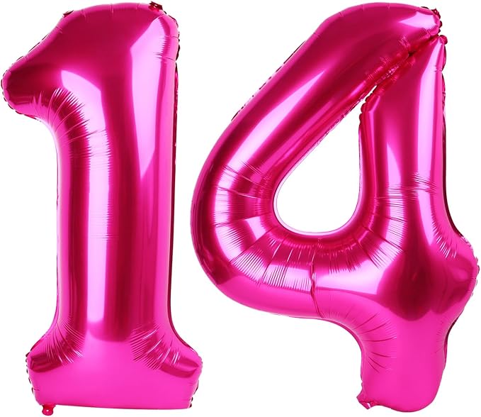 14 Balloon - Hot Pink Birthday Number Balloons, 40 Inch Party Decorations | Hot by ALPHADELTAPI