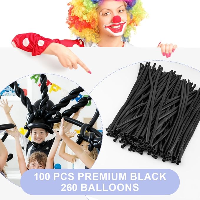 260 Balloons 100 PCS Black - Image 2