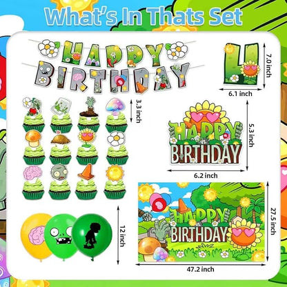 42Pack Plants Zombies Party decoration pack include Banner, Honeycomb - Image 3