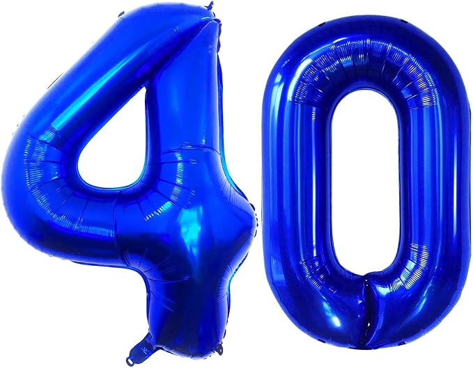 Navy Blue 40 Number Balloons, 40 Inch Giant Number 40 Balloons Foil Mylar by Lovoir