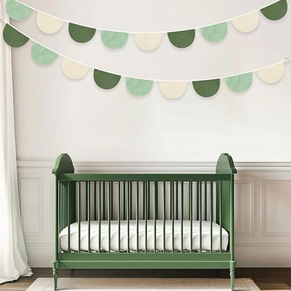 2 Sets of Sage Green Half Round Banner 18Pcs Nursery Garland Flags Olive Green - Image 3