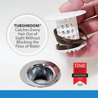 TubShroom Tub Drain Hair Catcher Strainer, White – Drain Protector and Hair Catcher for Bathroom Drains, Fits 1.5” – 1.75” Bathtub and Shower Tub Drains