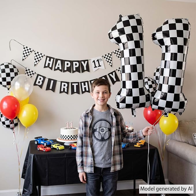 40 Inch Checkered Number 11 Balloon, self-sealing, air/helium, - Image 2