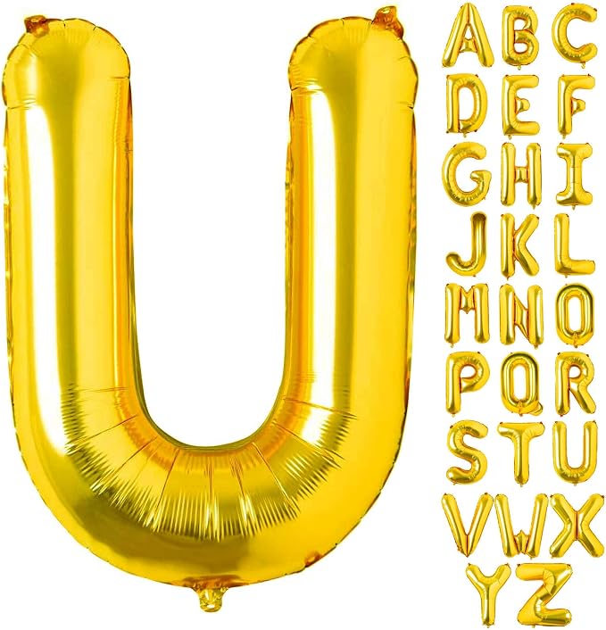 Lovoir 40 Inch Large Gold Letter U Balloons Big Size Jumbo Mylar Foil Helium by Lovoir
