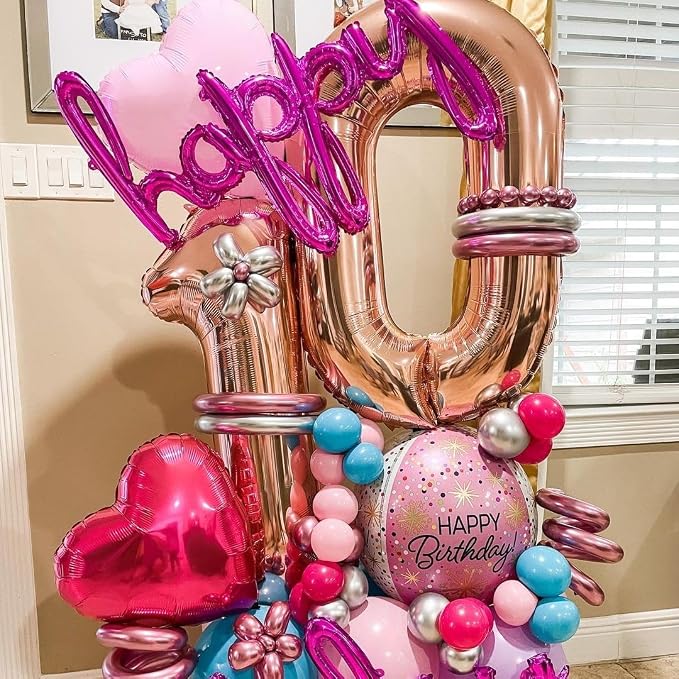 Rose Gold 10 Number Balloons, 40 Inch Big Giant Jumbo 10 Balloon Numbers Rose - Image 6