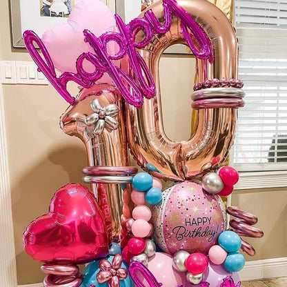 Rose Gold 10 Number Balloons, 40 Inch Big Giant Jumbo 10 Balloon Numbers Rose - Image 6