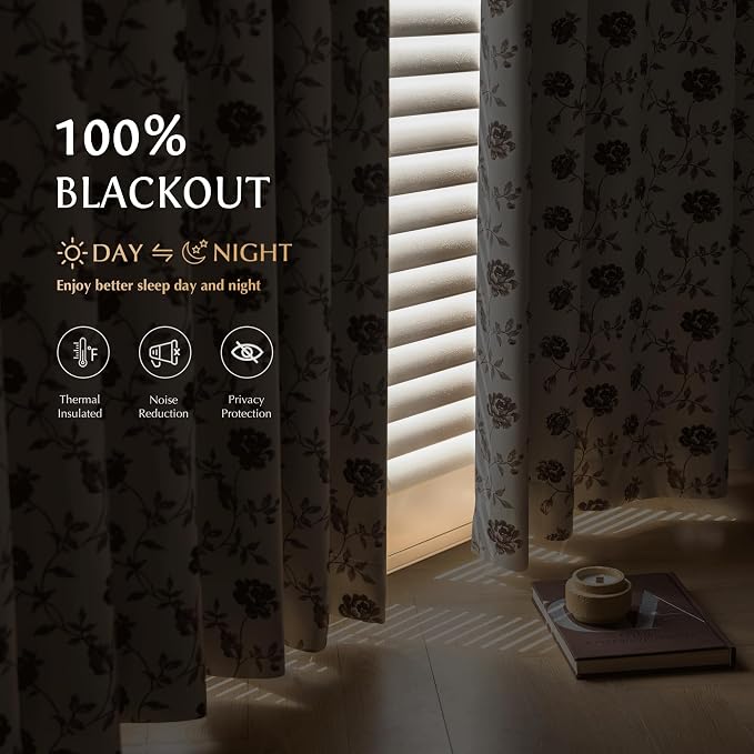 Beauoop Floral 100% Blackout Curtains - Image 3
