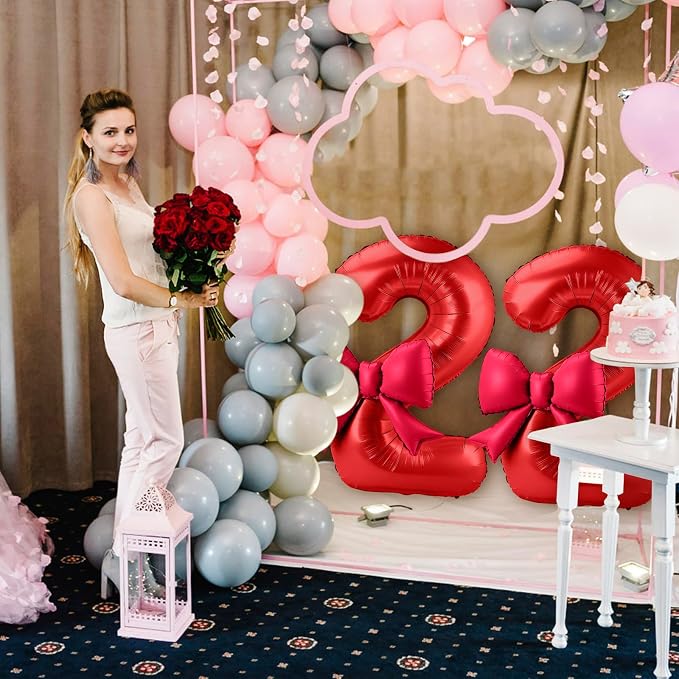 40 Inch Number 2 Balloon with Bow, Coquette Aesthetic Foil Balloon - Image 6