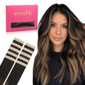 WENNALIFE Tape in Hair Extensions Human Hair Balayage Natural Black to Chestnut Brown Tape in Extensions, 10pcs 30g 20 inch Remy Invisible Tape Ins Straight Soft Real Human Hair Tape in Extensions