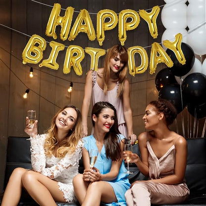 PIGETALE Gold Happy Birthday Banner, 16 Inch Mylar Foil Letters Birthday Sign - Image 2