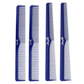 JOHNNY B. Professional 4 Pack Carbon Cutting & Styling Combs for Barbers, At-Home Use, Blue