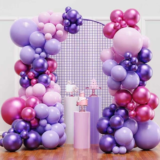 YMSZ Pink Purple Balloons Arch Kit, Different Sizes, 18 12 10 5 inch, by YMSZ