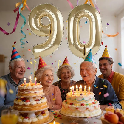 40 Inch Number 90 Balloons for 90th Birthday Party Decorations, 0-100 Champagne - Image 2
